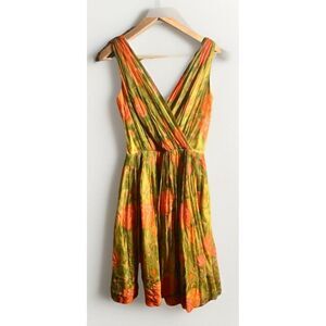 Vintage 1950s Party Cocktail Dress Floral Watercolor Chiffon Size 9. ‎    N